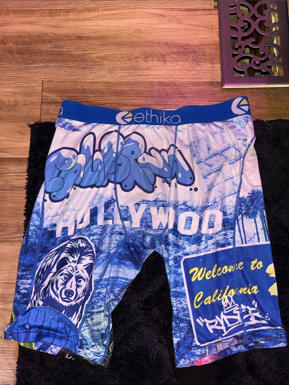 ethika Blue Graphic Hollywood Boys' Stretch Shorts